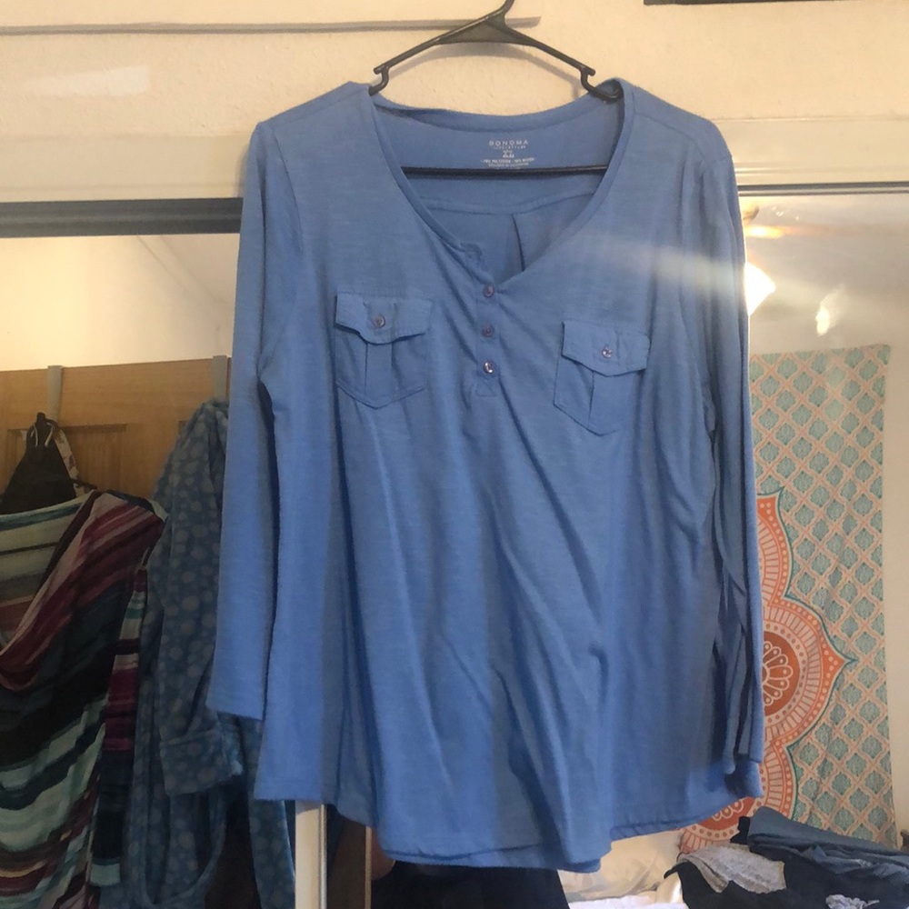 Blue Long Sleeved Blouse